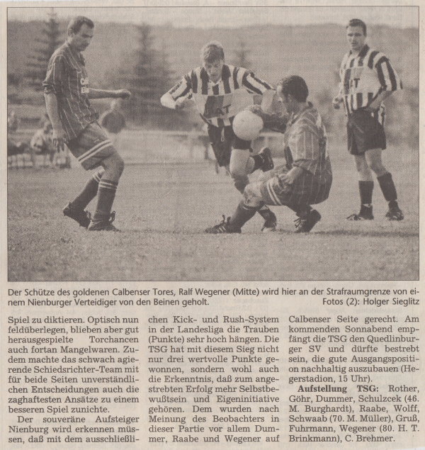 Volksstimme-Bericht vom 1. Spieltag der Landesligasaison 1997/1998 (Teil 2).