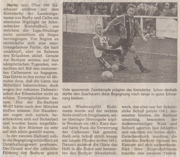 Volksstimme-Bericht vom 12. Spieltag der Landesligasaison 1997/1998 (Teil 1).