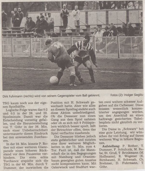 Volksstimme-Bericht vom 20. Spieltag der Landesligasaison 1997/1998 (Teil 2).