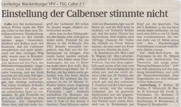 Volksstimme-Bericht vom 24. Spieltag der Landesligasaison 1997/1998.