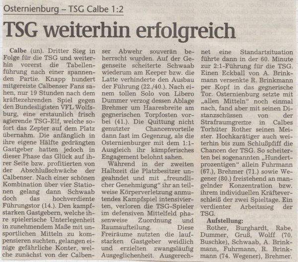 Volksstimme-Bericht vom 3. Spieltag der Landesligasaison 1997/1998.