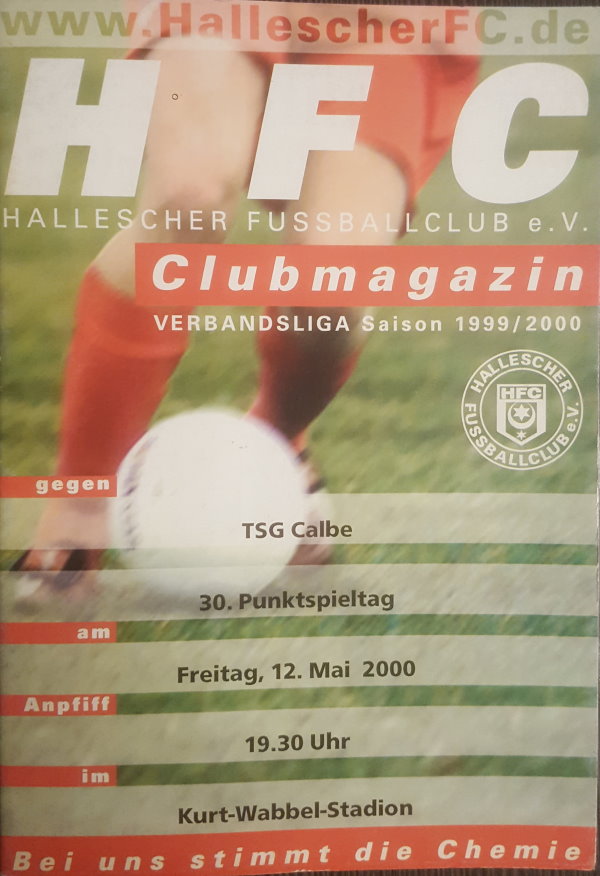 Das Programmheft vom 12. Mai 2000 zum Verbandsligaspiel zwischen dem HFC und der TSG Calbe.