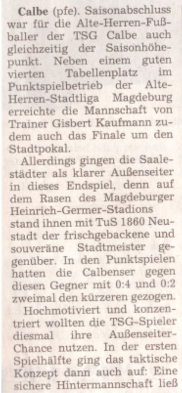 Volksstimme-Bericht vom 30. Mai 2002 (Teil 1).