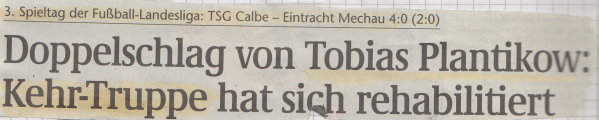 Volksstimme-Schlagzeile zum 3. Spieltag.