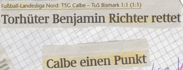Volksstimme-Schlagzeile zum 7. Spieltag.