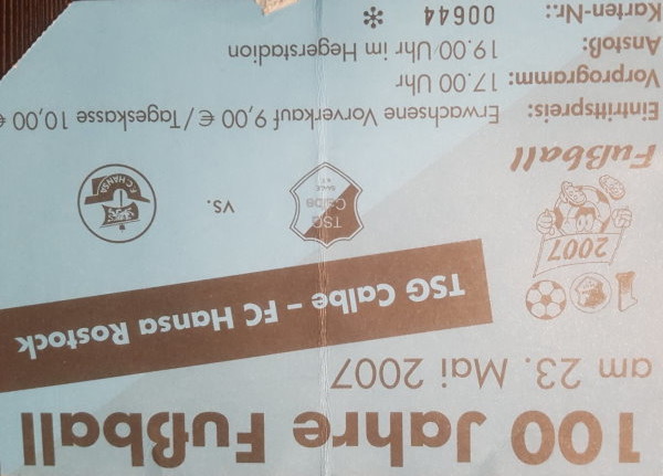 Eine Eintrittskarte zu  Spiel TSG Calbe gegen den FC Hansa Rostock.
