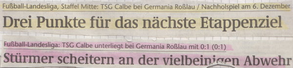 Volksstimme-Schlagzeile zum 11. Spieltag.