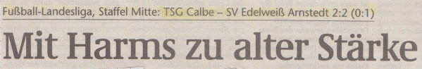 Volksstimme-Schlagzeile zum 19. Spieltag.
