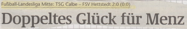 Volksstimme-Schlagzeile zum 2. Spieltag.
