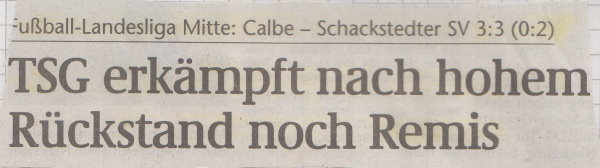 Volksstimme-Schlagzeile zum 23. Spieltag.