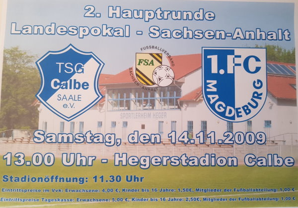 Eintrittskarte zum Landespokalspiel gegen den 1. FC Magdeburg vom 14. November 2009. | Foto: Verein