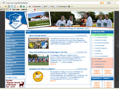 Der neue Web-Auftritt der TSG - Fußballer